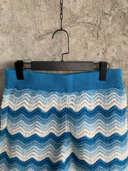 CASABLANCA WAVY GRADIENT OPEN KNIT CROCHET SHORTS