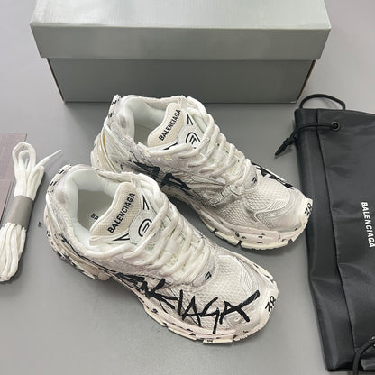 BALENCIAGA RUNNER GRAFFITI SNEAKER IN WHITE