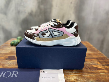 DIOR B30 Sneakers White Mesh And Brown And Beige Technical Fabric