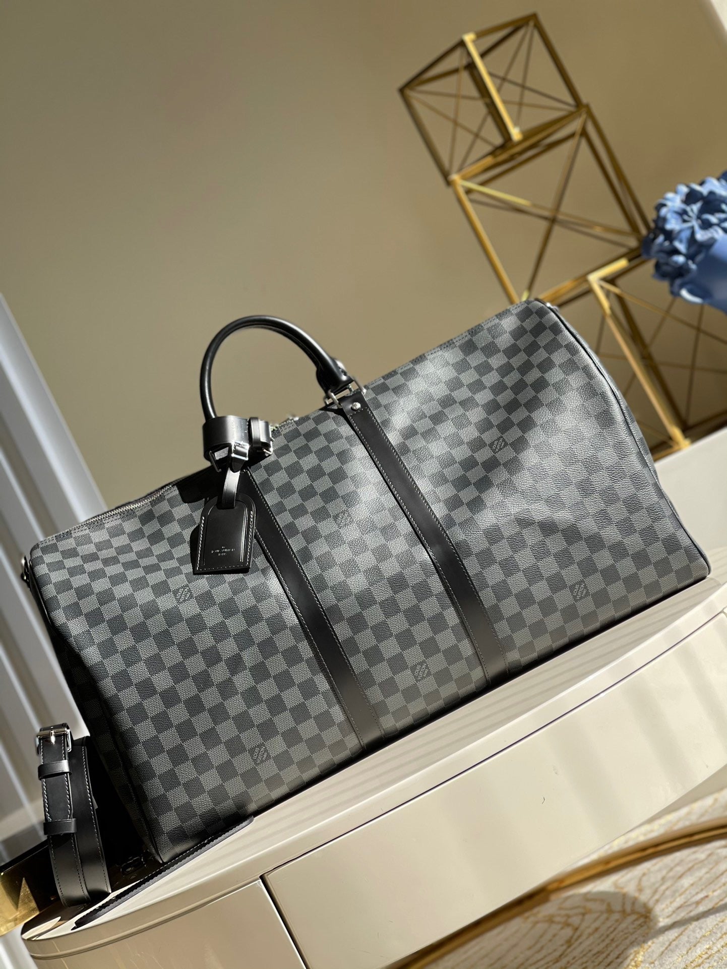 LV Keepall con bandolera Toile Damier Graphite