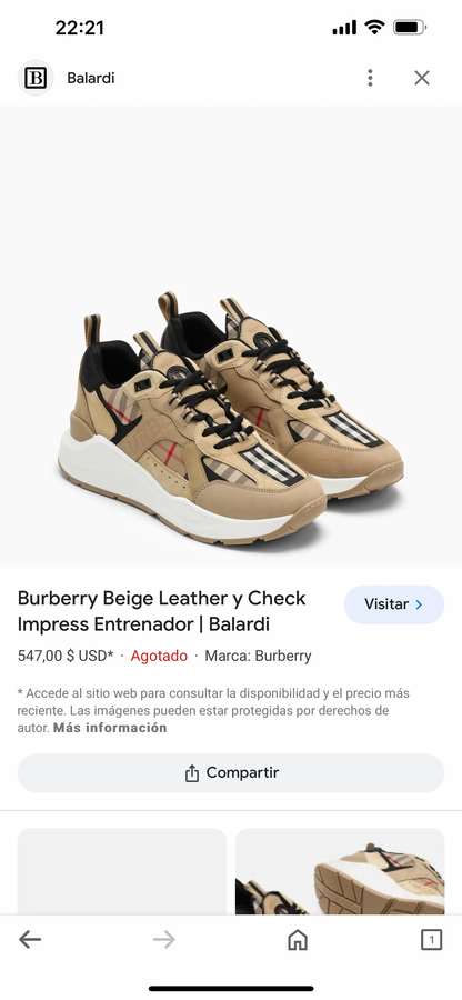 Burberry Beige Leather And Check Print Trainer