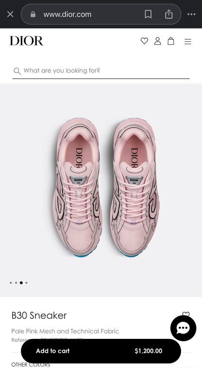 DIOR B30 Sneakers Pale Pink Mesh and Technical Fabric