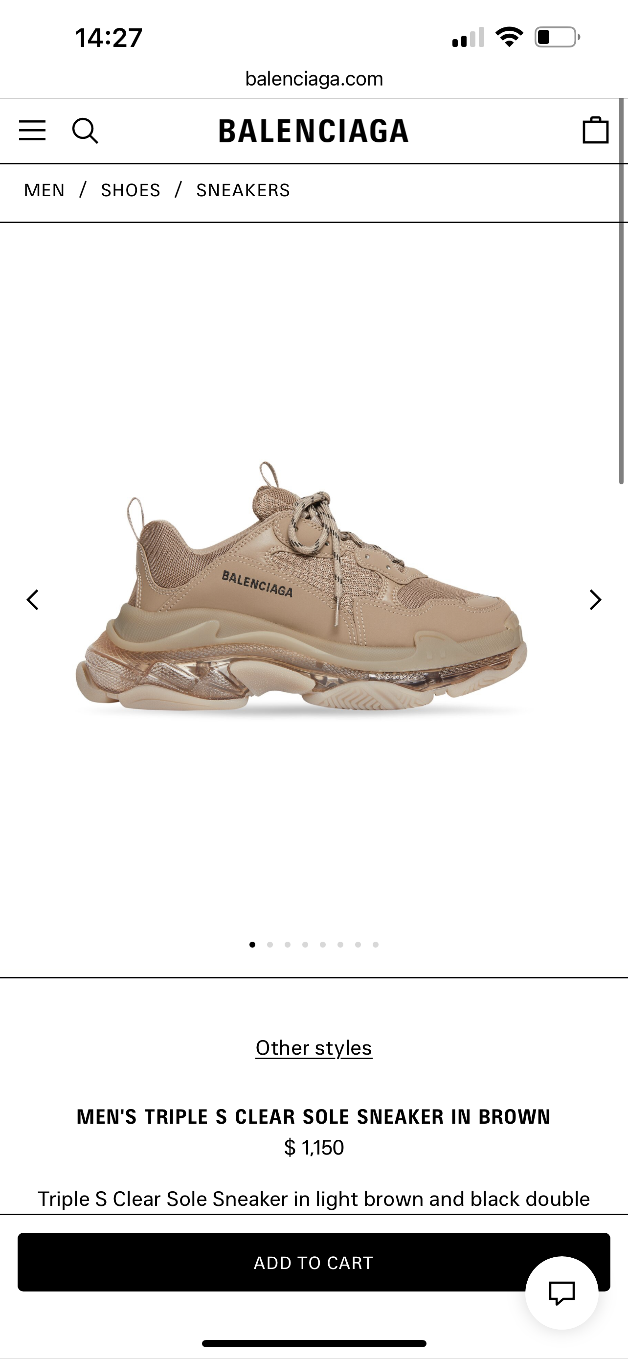 Balenciaga TRIPLE S CLEAR SOLE SNEAKER IN BROWN