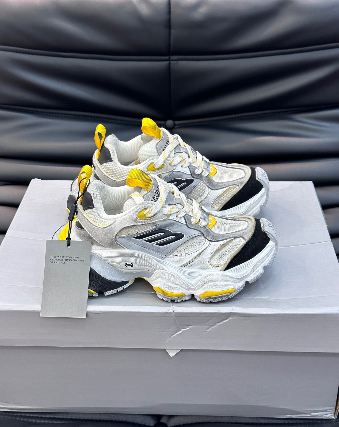 BALENCIAGA CARGO SNEAKERS IN GREY/BLACK/YELLOW