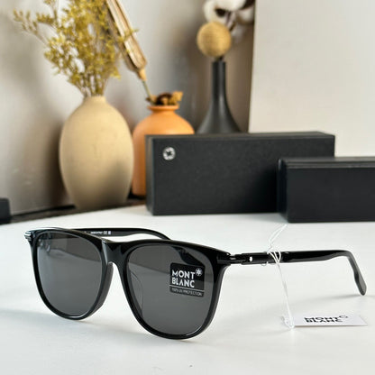 MONT BLANC RECTANGULAR SUNGLASSES WITH BLACK-COLOURED ACETATE FRAME