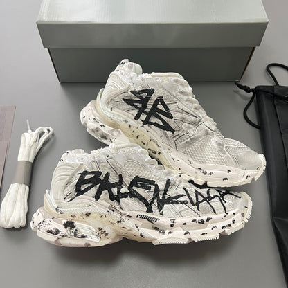 BALENCIAGA RUNNER GRAFFITI SNEAKER IN WHITE