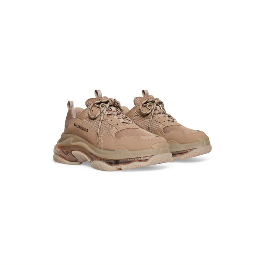 Balenciaga TRIPLE S CLEAR SOLE SNEAKER IN BROWN