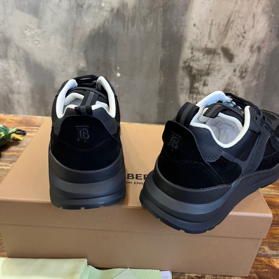 Burberry Black And Check Print Trainer