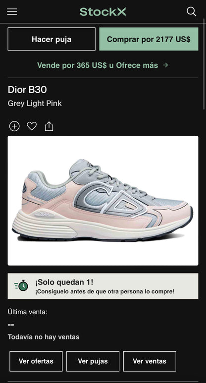 DIOR B30 Sneakers Grey Light Pink