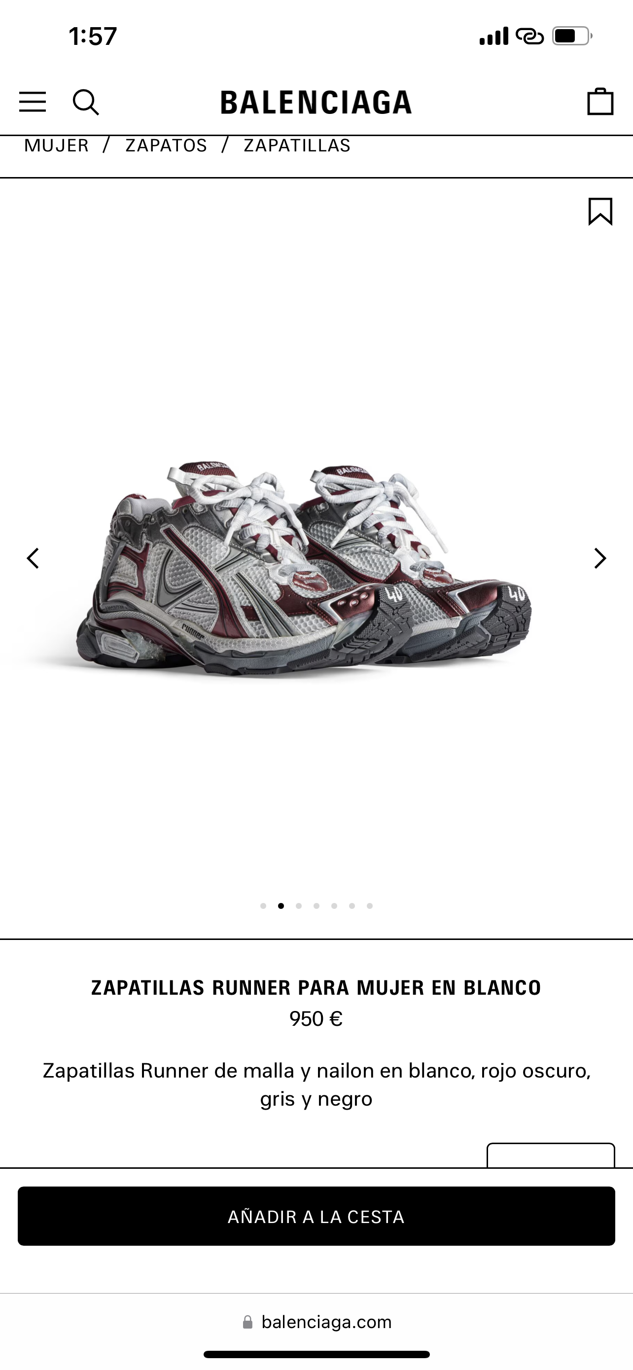 BALENCIAGA RUNNER Grey Red Wine