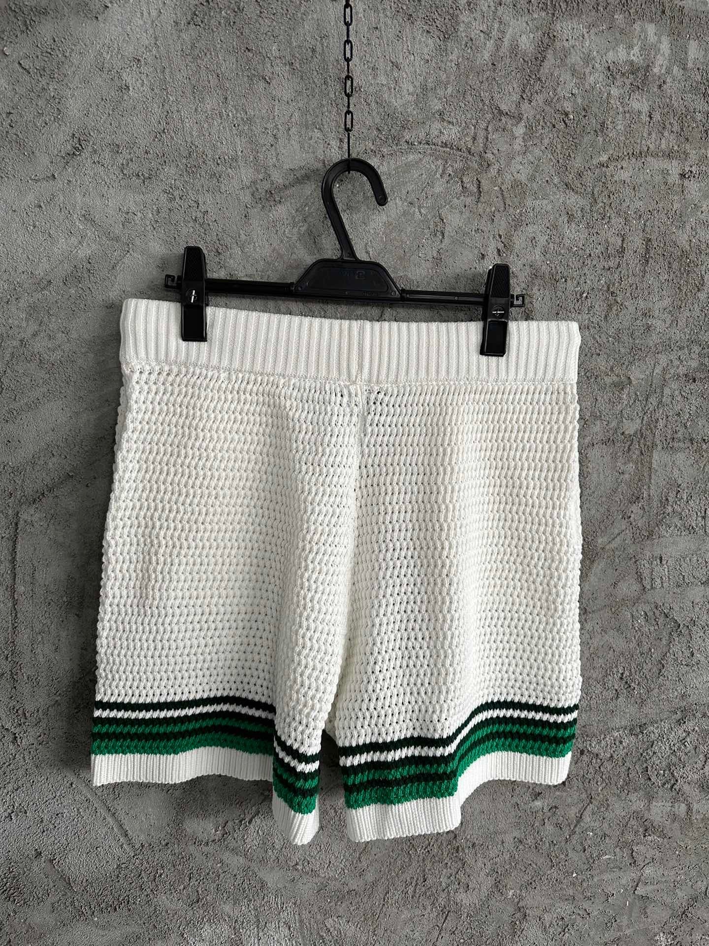 CASABLANCA White-Green CROCHET SHORTS