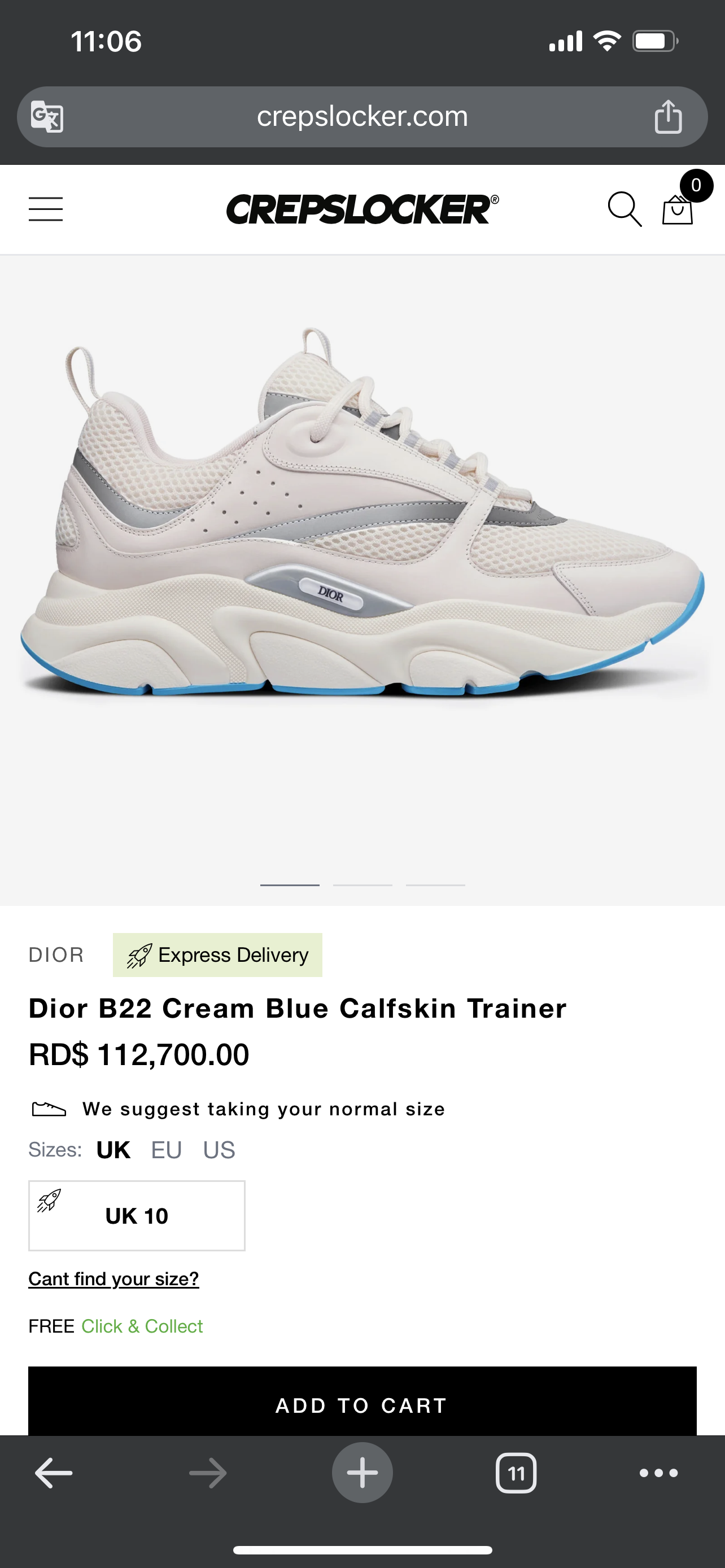 Dior B22 Cream Blue Calfskin Trainer