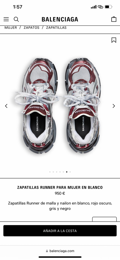 BALENCIAGA RUNNER Grey Red Wine