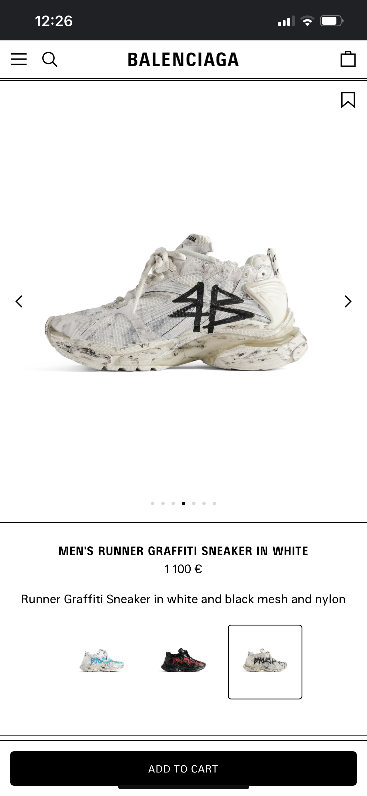 BALENCIAGA RUNNER GRAFFITI SNEAKER IN WHITE