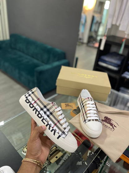 BURBERRY Letters Check Cotton Sneaker