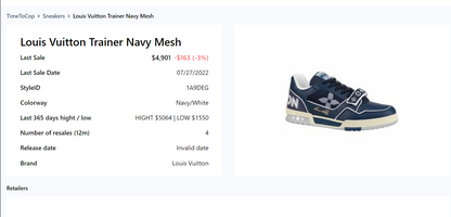 Louis Vuitton Trainer Navy Mesh 1A9DEG