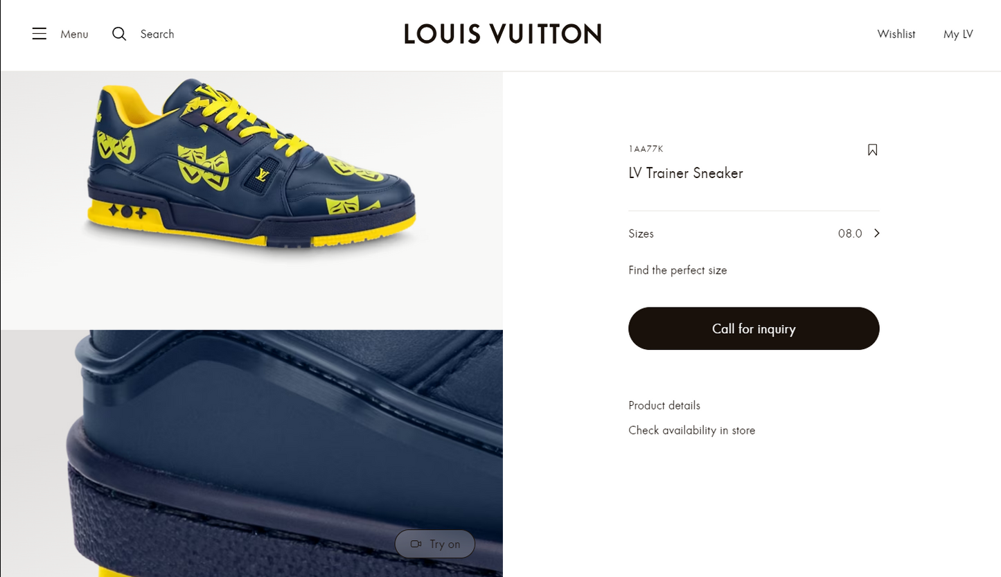 LV Trainer Sneaker Navy Yellow 1AA77K