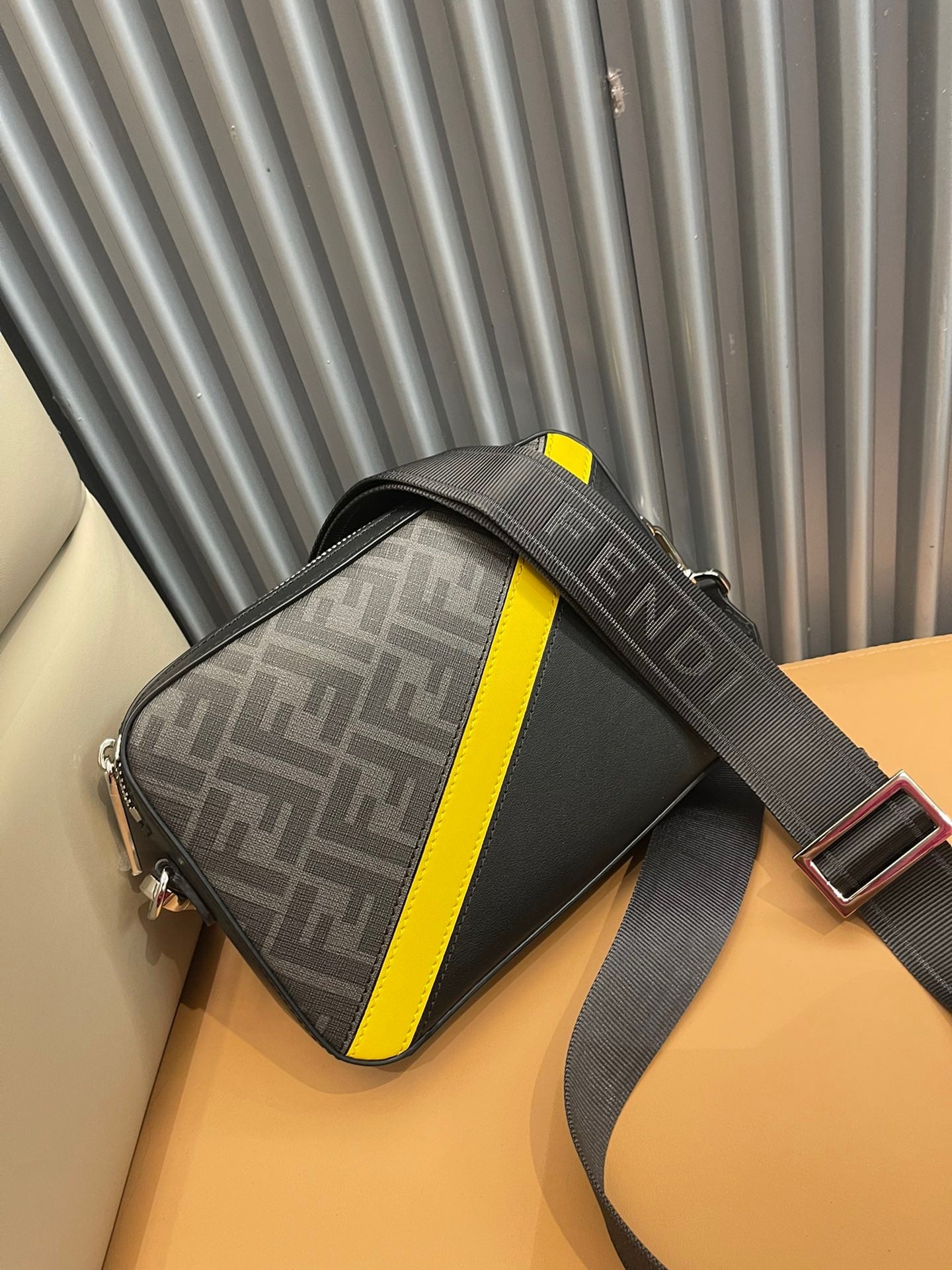 Fendi Diagonal Camera Case Black Yellow