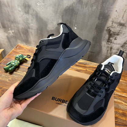 Burberry Black And Check Print Trainer