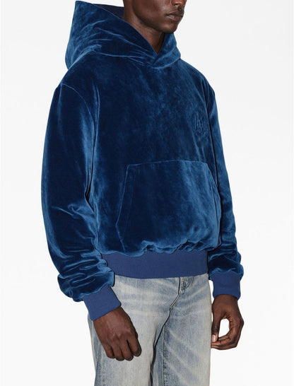 AMIRI VELOUR POUCH-POCKET HOODIE