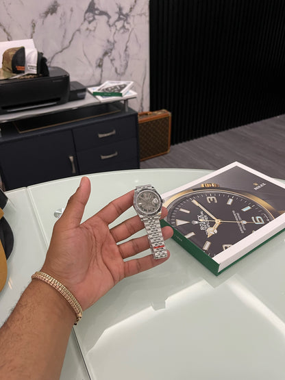 Rolex Datejust 41 Wimbledon Gray Green Roman Dial Stainless Steel Jubilee Bracelet Fluted Bezel