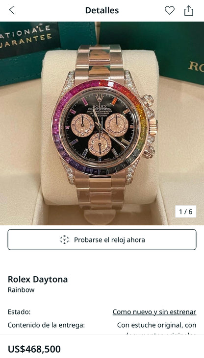 Rolex Daytona Rainbow Factory Setting with diamond Lugs Mint Condition