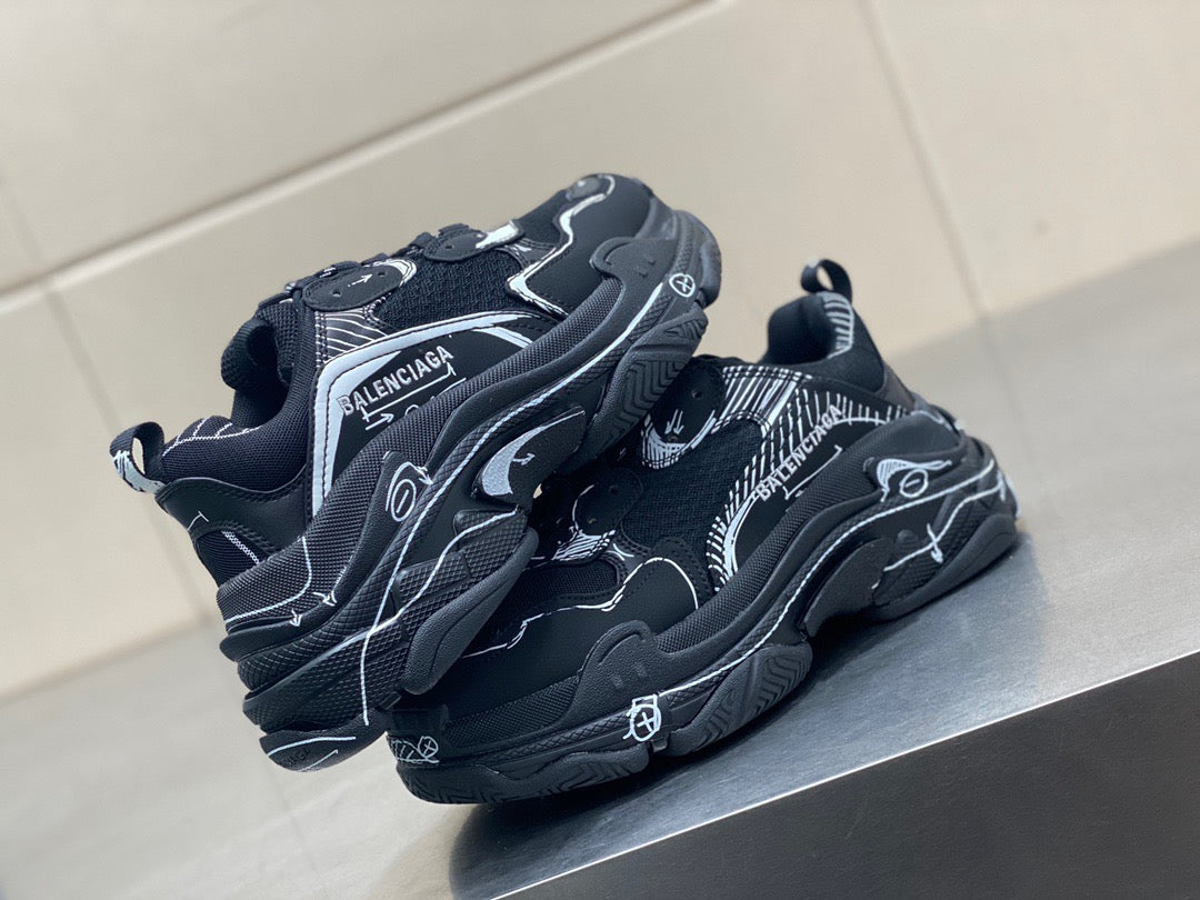 Balenciaga TRIPLE S SKETCH SNEAKER IN BLACK