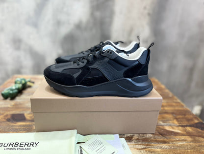 Burberry Black And Check Print Trainer