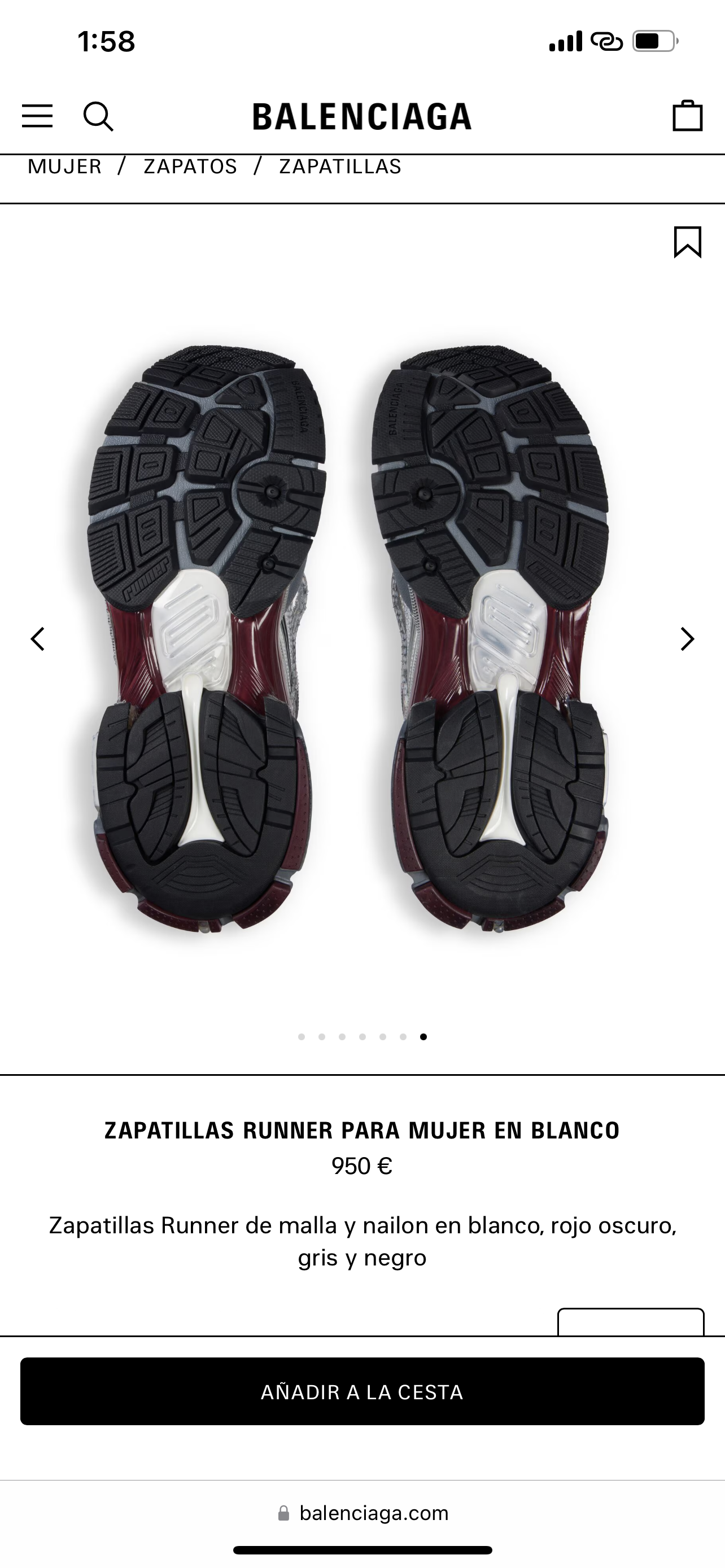 BALENCIAGA RUNNER Grey Red Wine