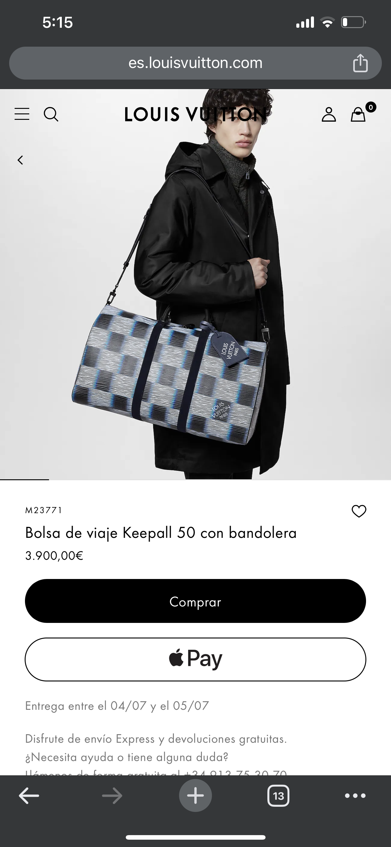 LV Keepall con bandolera 50cm M23771