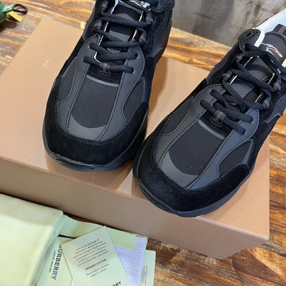 Burberry Black And Check Print Trainer