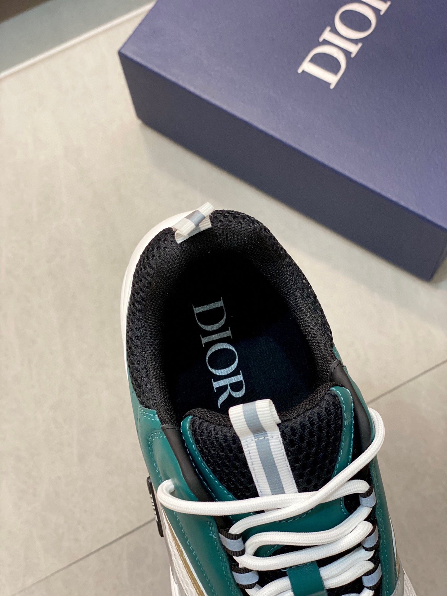 Dior B22 White Green Calfskin