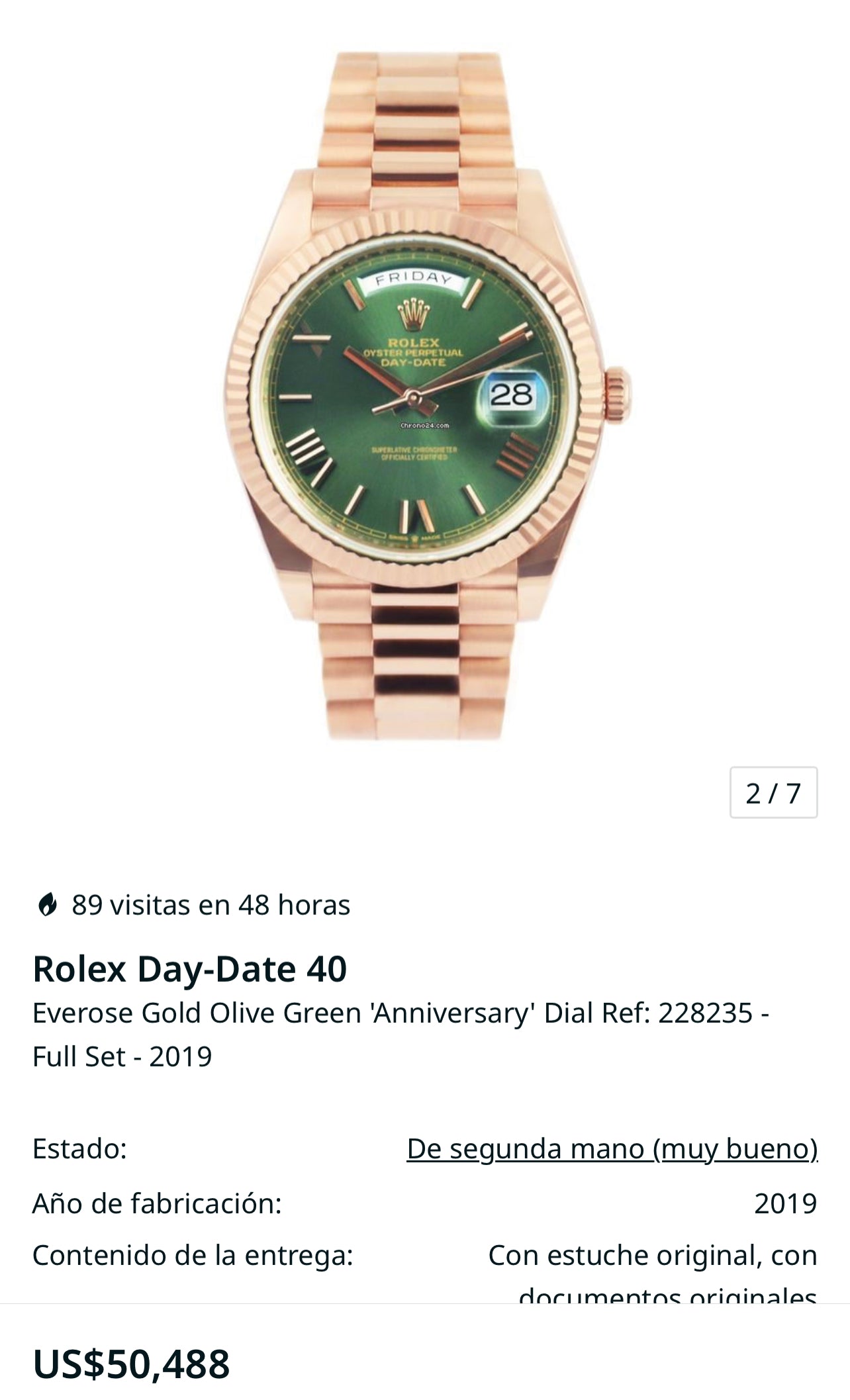 Rolex Day-Date 40
Everose Gold Olive Green 'Anniversary' Dial Ref: 228235