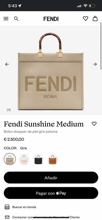 FENDI Sunshine midium tote bag gris