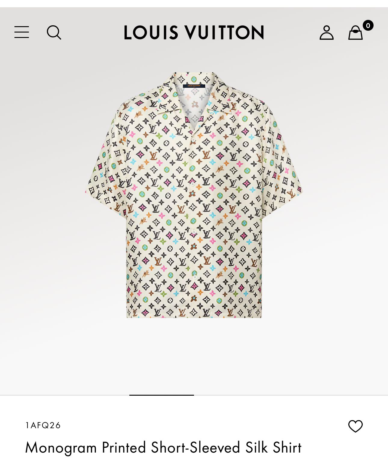 LV Monogram Printed Short-Sleeved Silk Shirt 1AFQ26