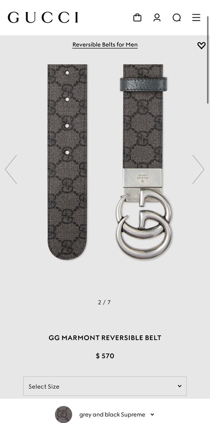 Gucci GG MARMONT REVERSIBLE BELT 3.7cm