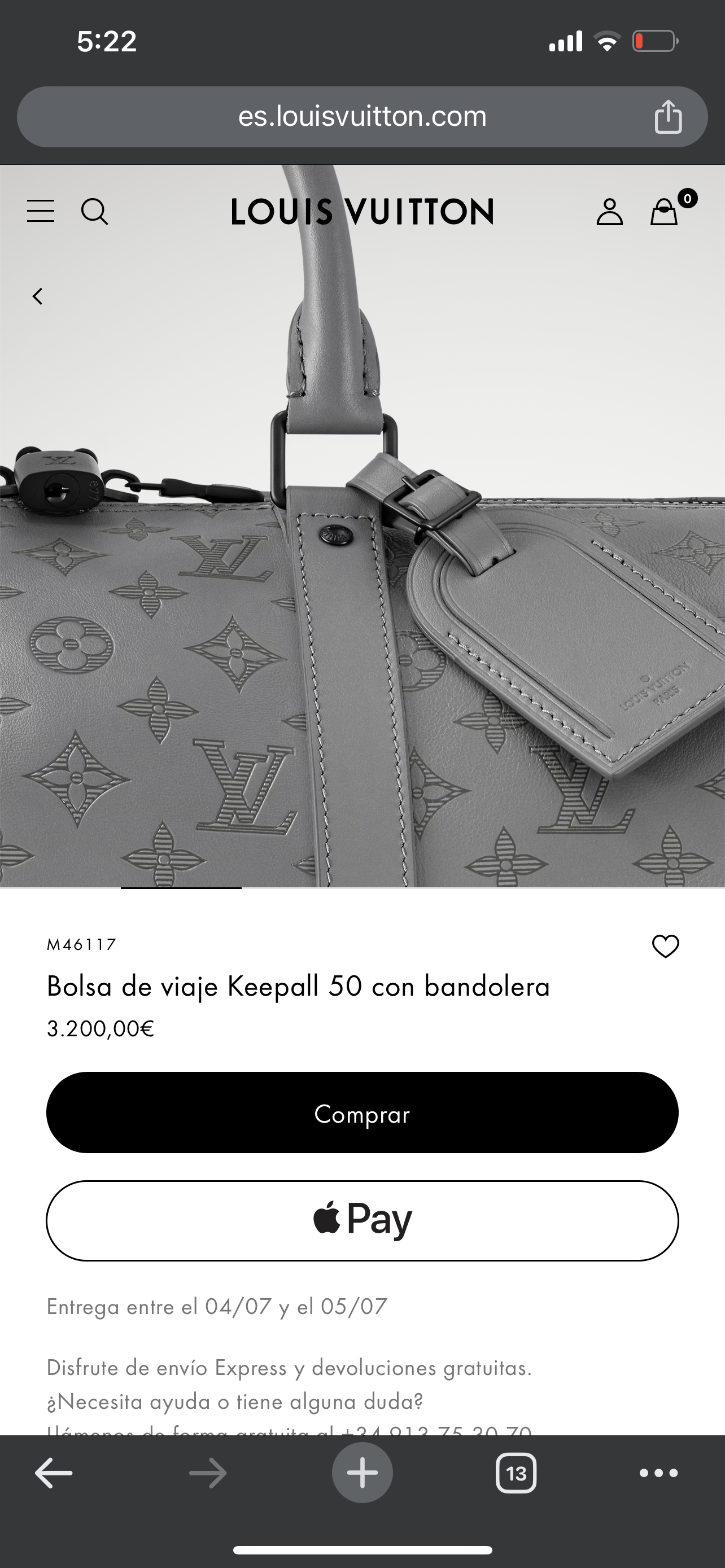 LV Keepall con bandolera 50cm M46117