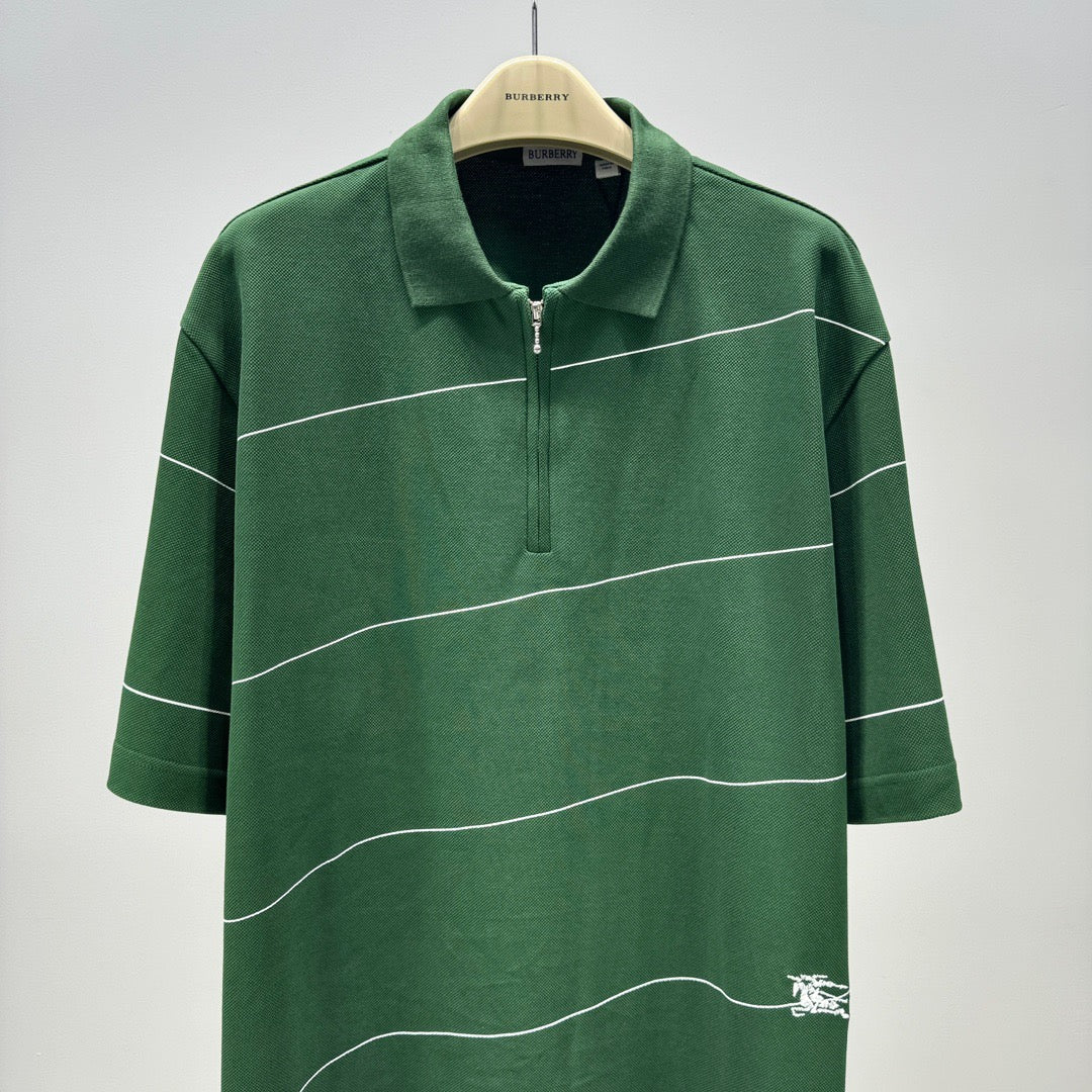 BURBERRY Tshirt olive and white lines