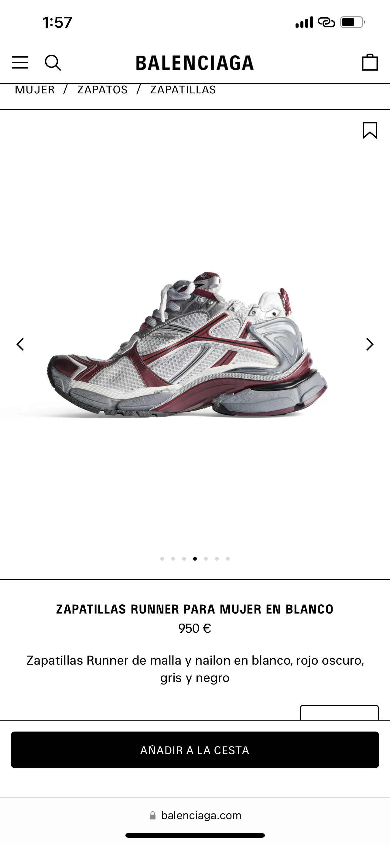 BALENCIAGA RUNNER Grey Red Wine