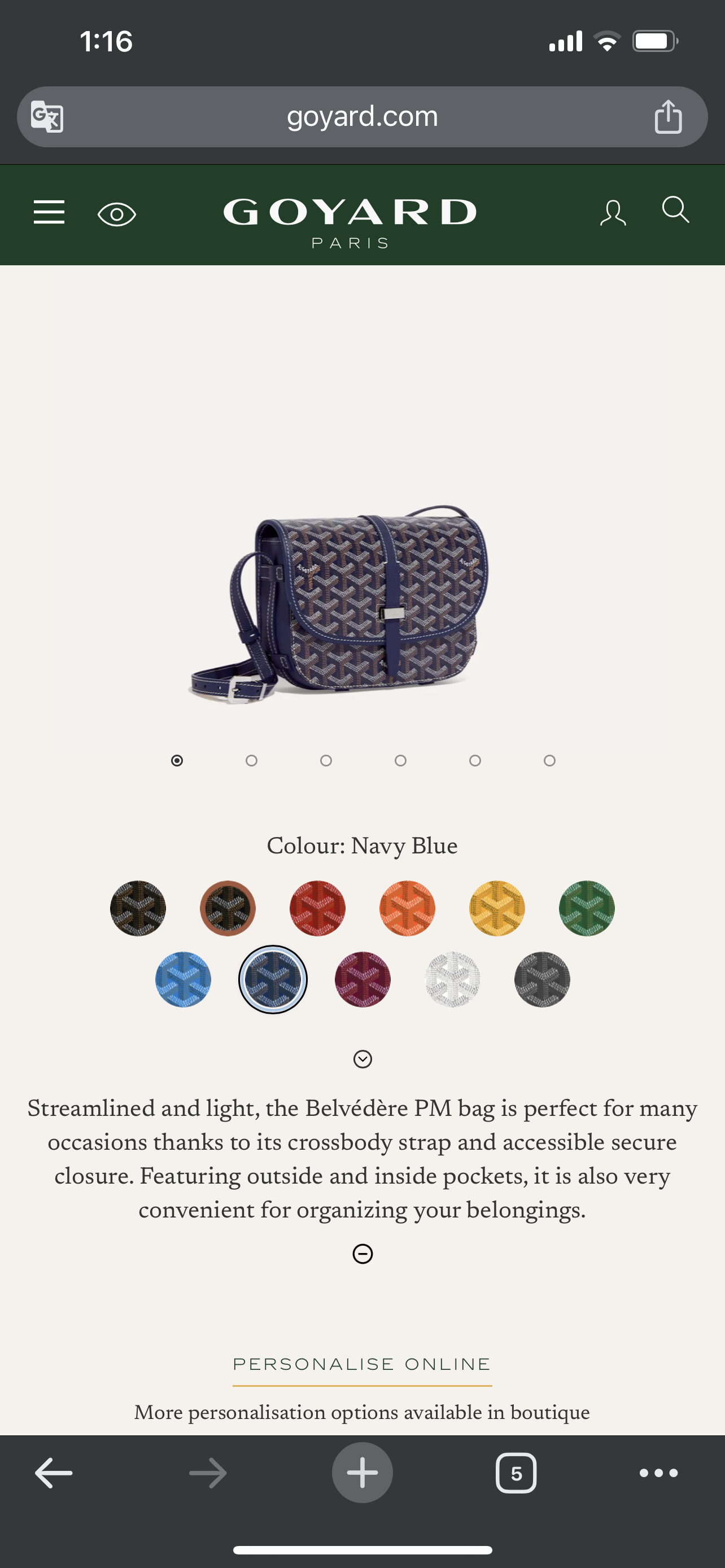 GOYARD Belvedere PM NAVY BLUE