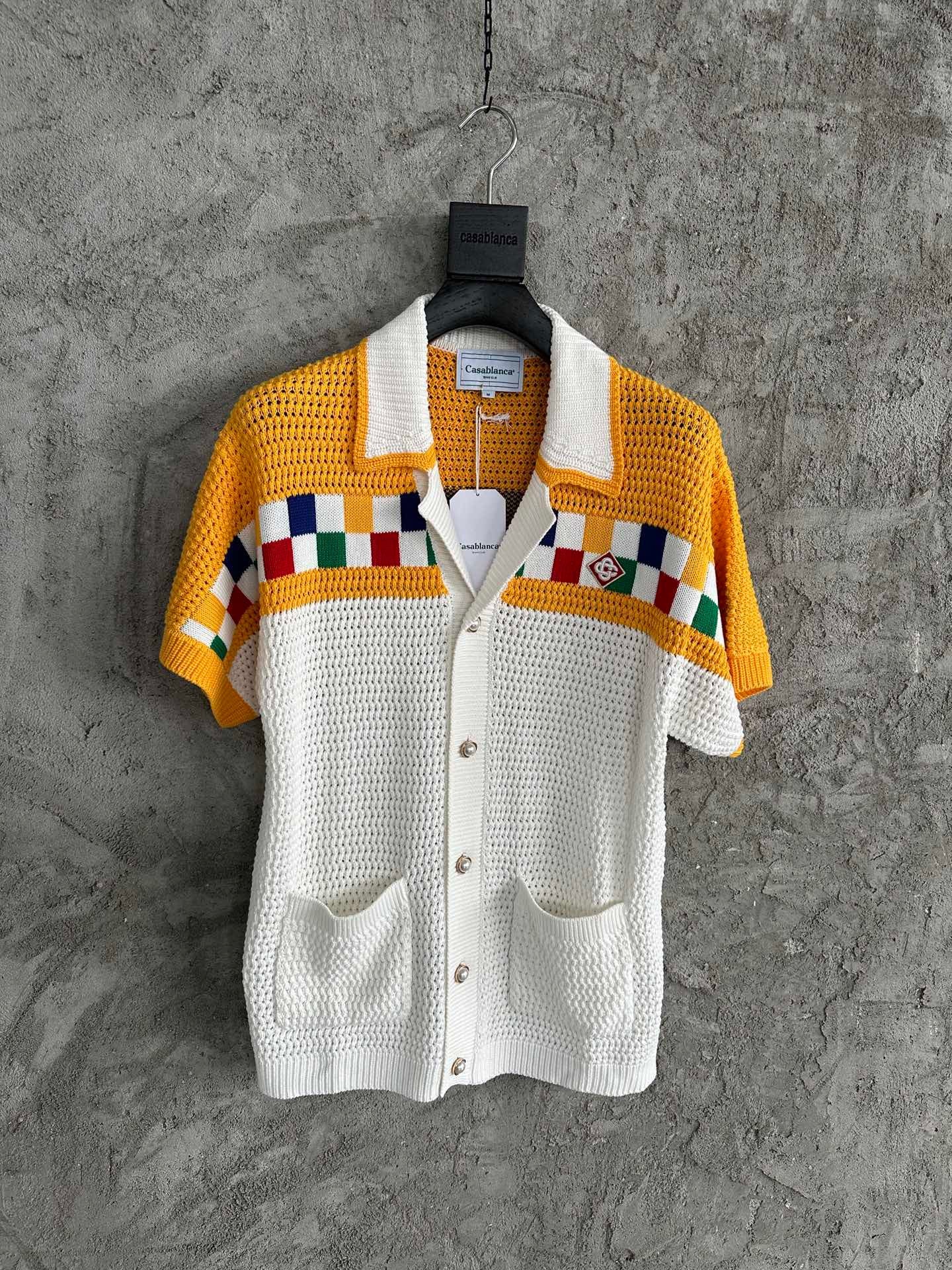 CASABLANCA CROCHET KNIT SHIRTS