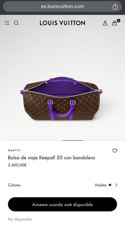 LV Keepall con bandolera 50cm M46775