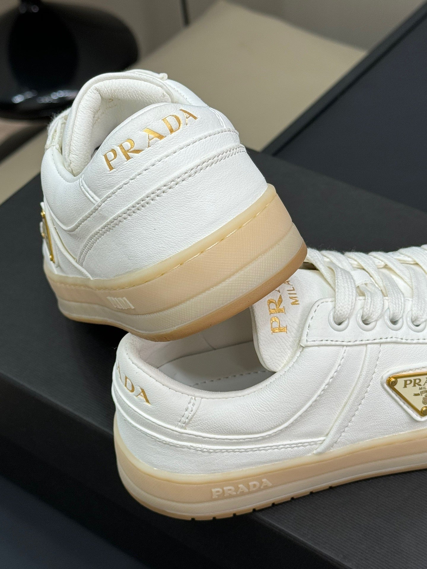 PRADA Downtown nappa leather sneakers - UNISEX