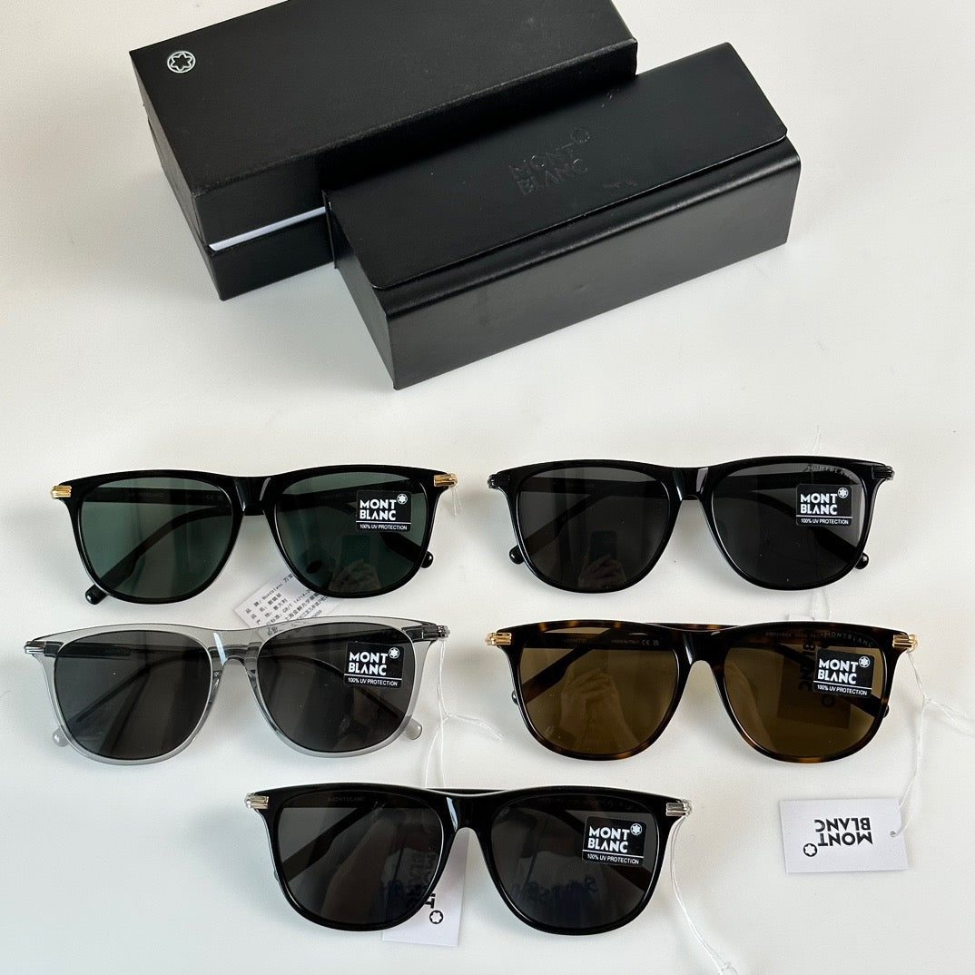 MONT BLANC RECTANGULAR SUNGLASSES WITH BLACK-COLOURED ACETATE FRAME