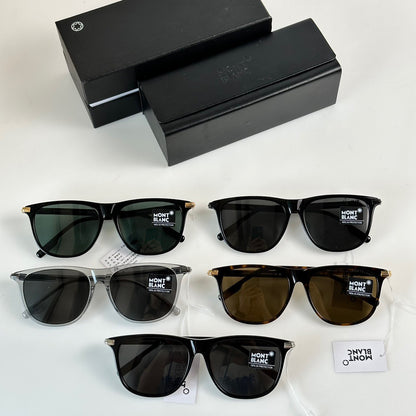 MONT BLANC RECTANGULAR SUNGLASSES WITH BLACK-COLOURED ACETATE FRAME