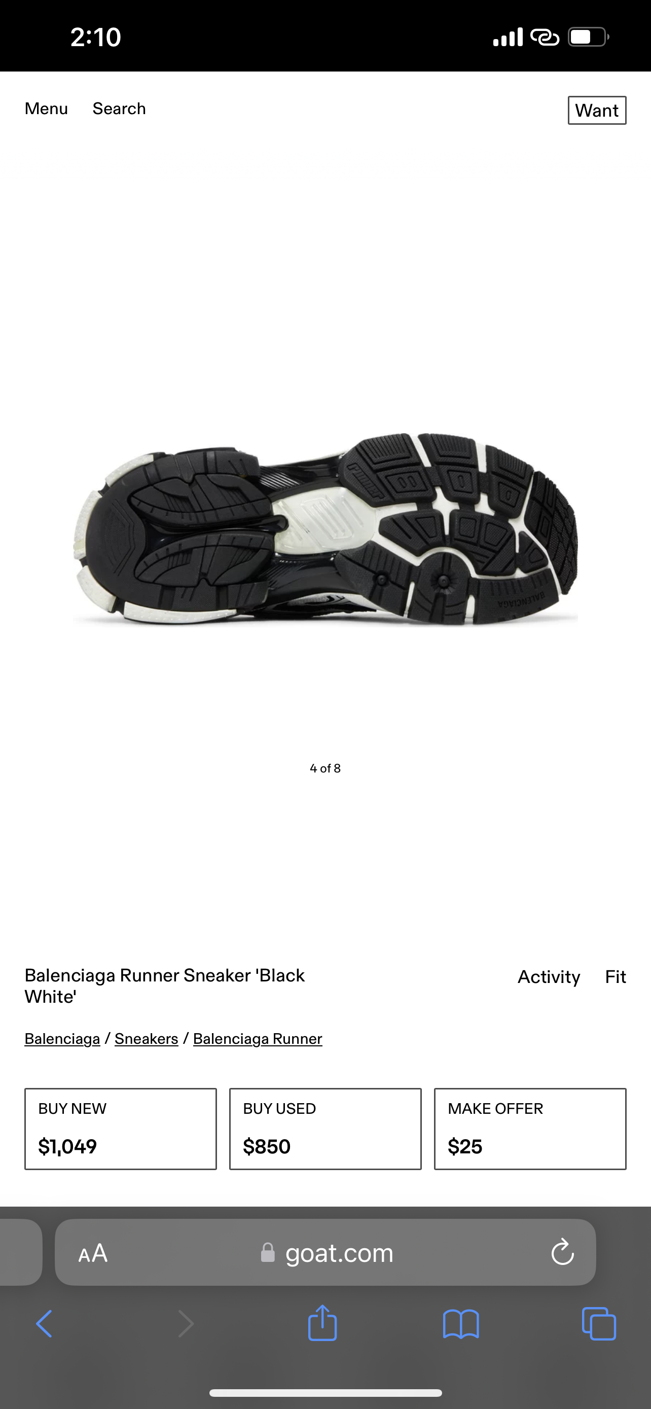 BALENCIAGA RUNNER Black White