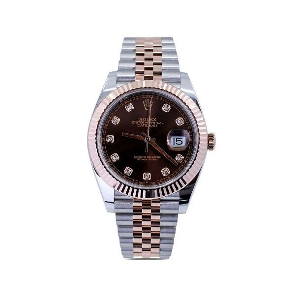 Rolex Datejust Two Tone Rose Factory Chocolate Diamond Dial