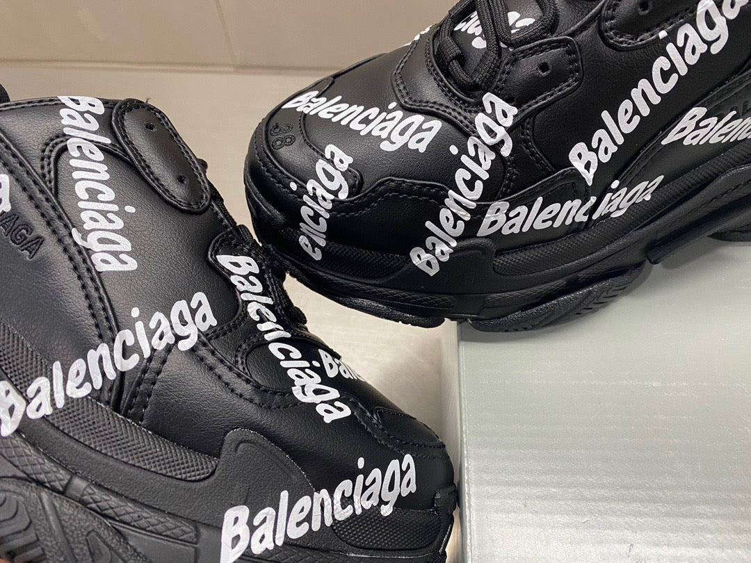 Balenciaga TRIPLE S LOGOTYPE SNEAKER IN BLACK