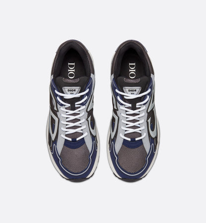 DIOR B30 Sneakers Malla gris antracita y tejido técnico negro, azul y gris Dior