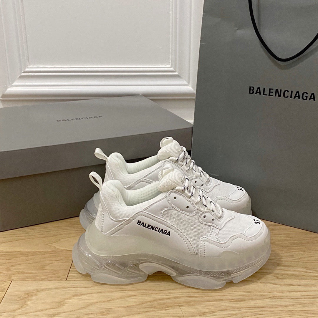 Balenciaga TRIPLE S CLEAR SOLE SNEAKER IN WHITE